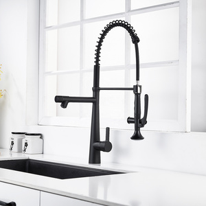 Long Handle Modern Design Black Pull Down Copper European Commercial Pull Out Kitchen Mixer Water Faucet