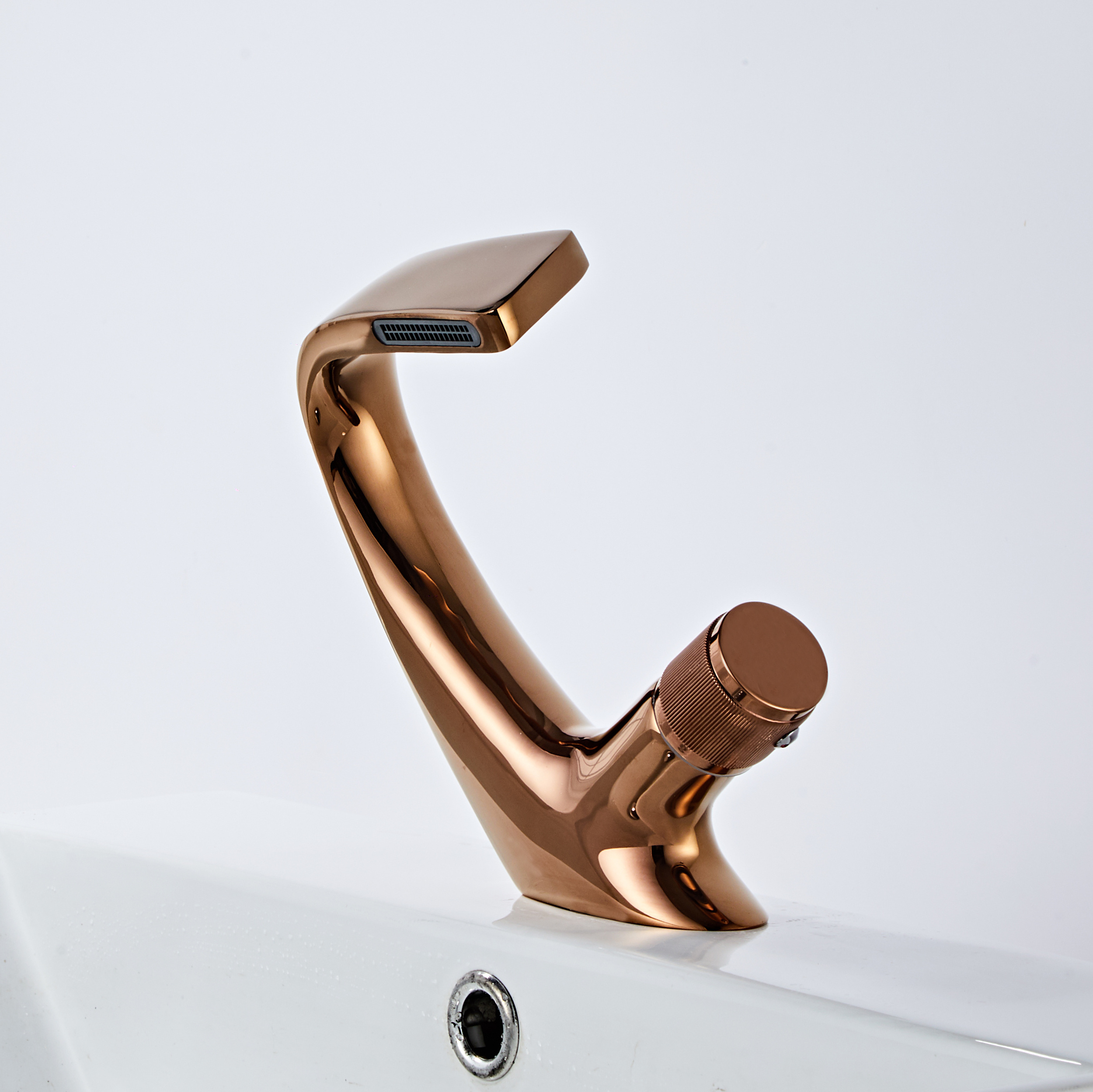 Good Quality Hotel Rose Gold Single Handle Brass Lavatory Bathroom Water Saving Wash Basin Faucet For Bathroom