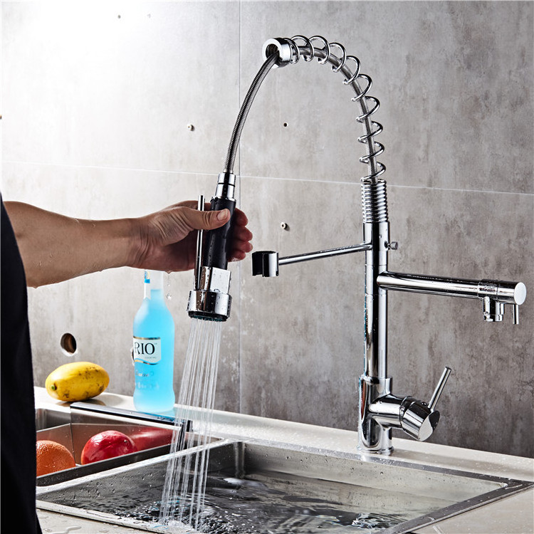 New Products Modern Design 3 Way European Kitchen Faucet Commercial Pull Out Kitchen Water Faucet