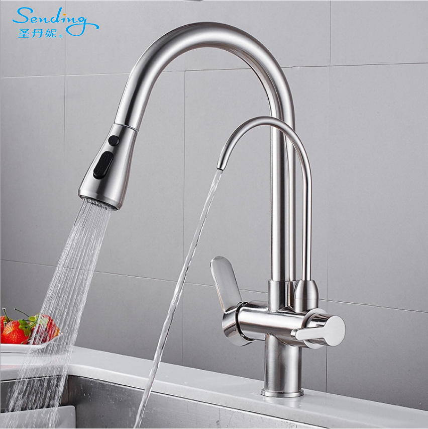 Modern Style High Quality Chrome Kitchen Faucet Water Filter Purifier Faucets Pull Out Faucet For Kitchen Sink