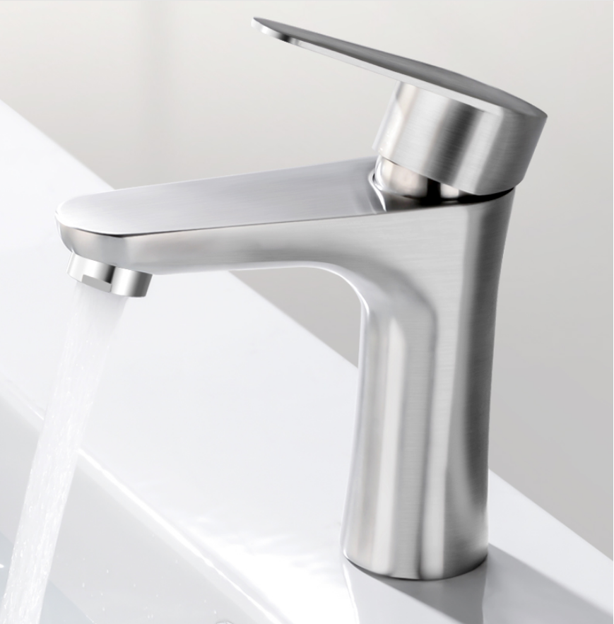 High Quality Single Hole Hot And Cold Bathroom Basin Faucets  Stainless Steel Water Mixer Tap