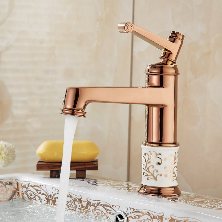 European Style Cold And Hot Copper Archaize Single Hole Retro Basin Faucets