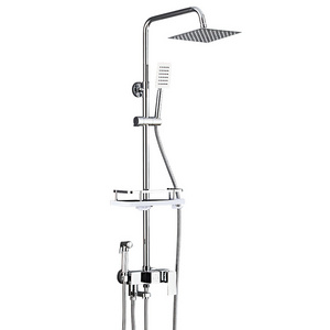 Professional manufacture chrome square rainfall shower faucet head shower set tub spout hand sprayer mixer tap