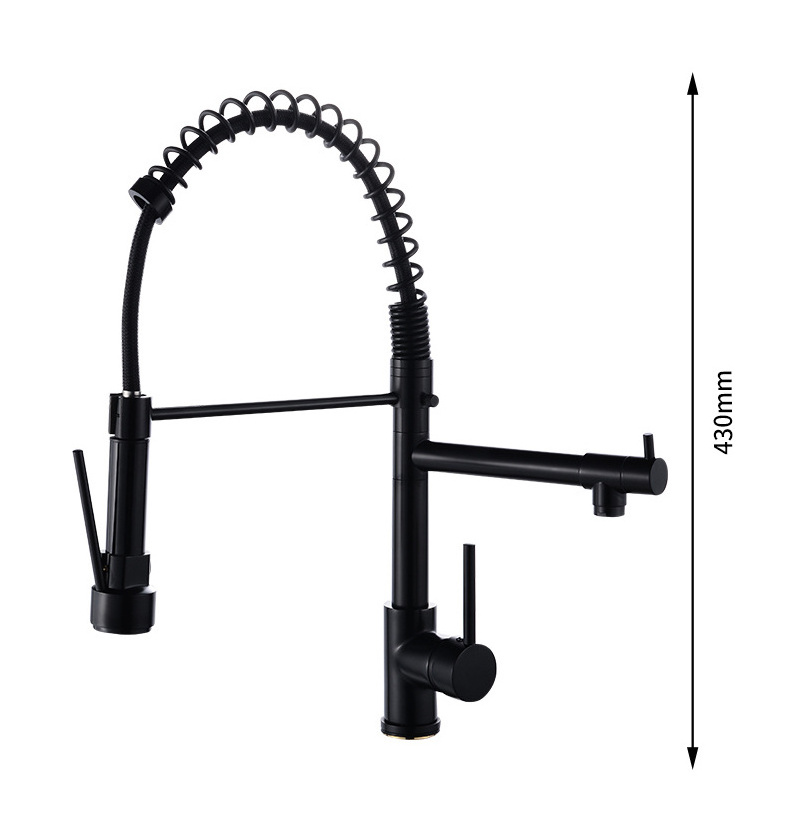 Oem 2021 New Style Brass Black Pull Out Mix Spring Pull Down 3 Way Kitchen Faucet With Sprayer