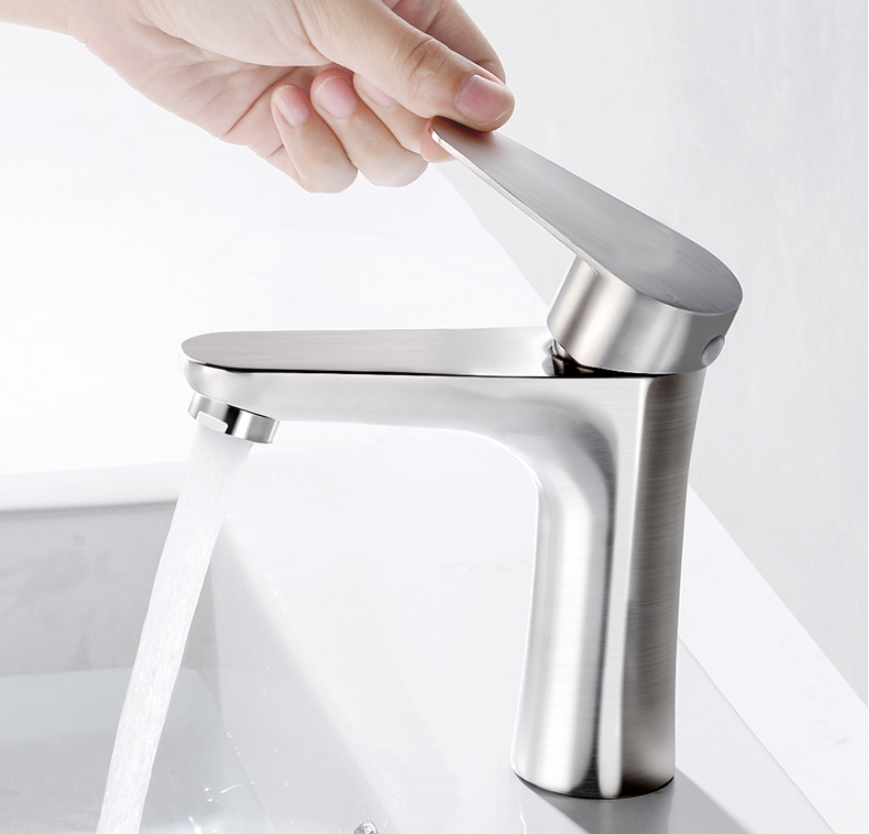 High Quality Single Hole Hot And Cold Bathroom Basin Faucets  Stainless Steel Water Mixer Tap