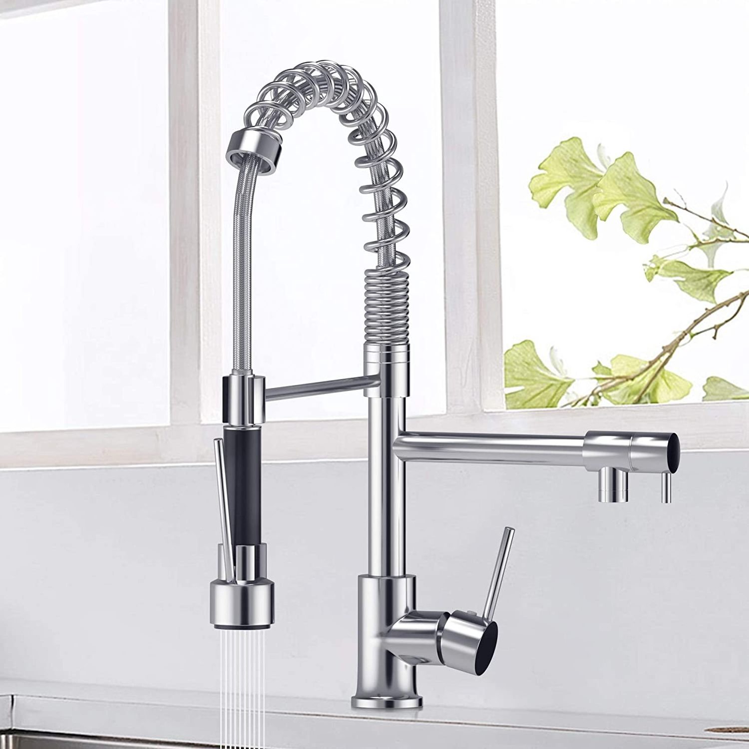 High Quality Flexible Washing Commercial 360 Rotation Brass Mixer Pull Out Down Sink Kitchen Faucet