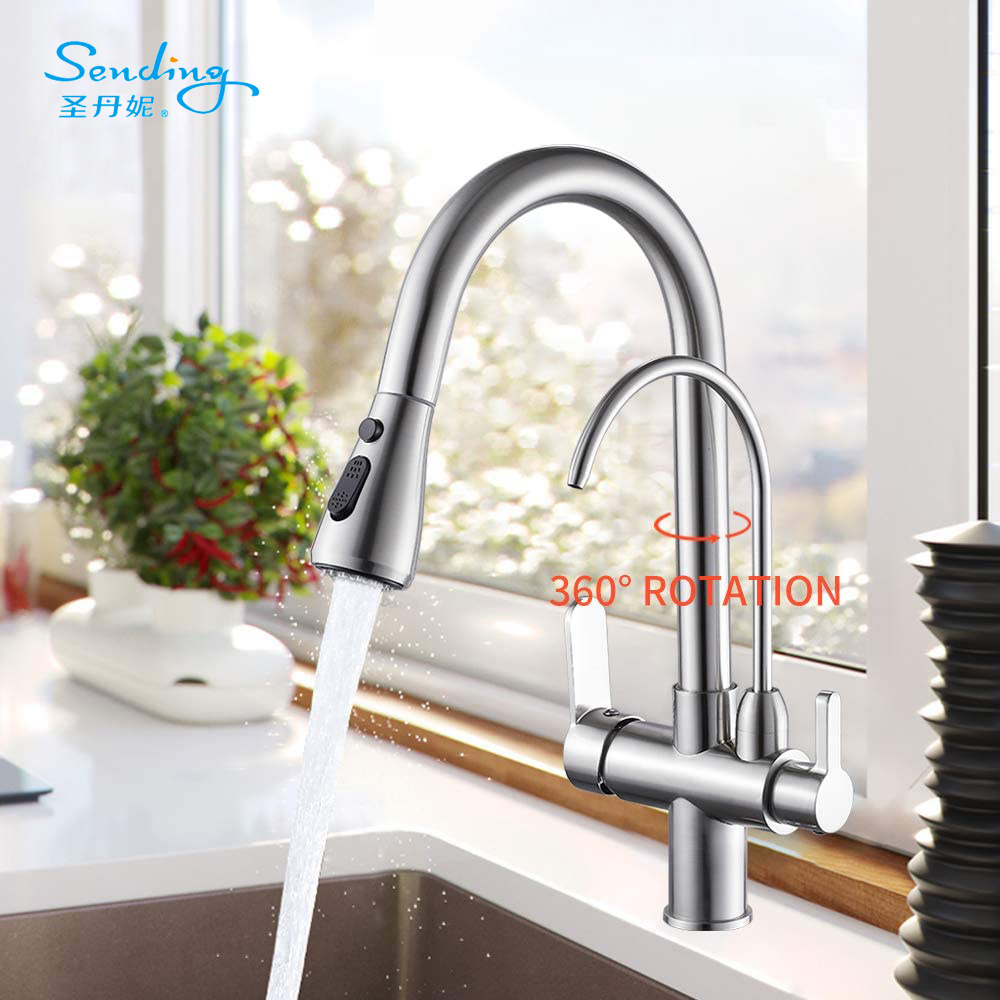 Modern Style High Quality Chrome Kitchen Faucet Water Filter Purifier Faucets Pull Out Faucet For Kitchen Sink