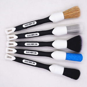 Custom High quality 5 PCs natural soft boar hair detailing brush kit