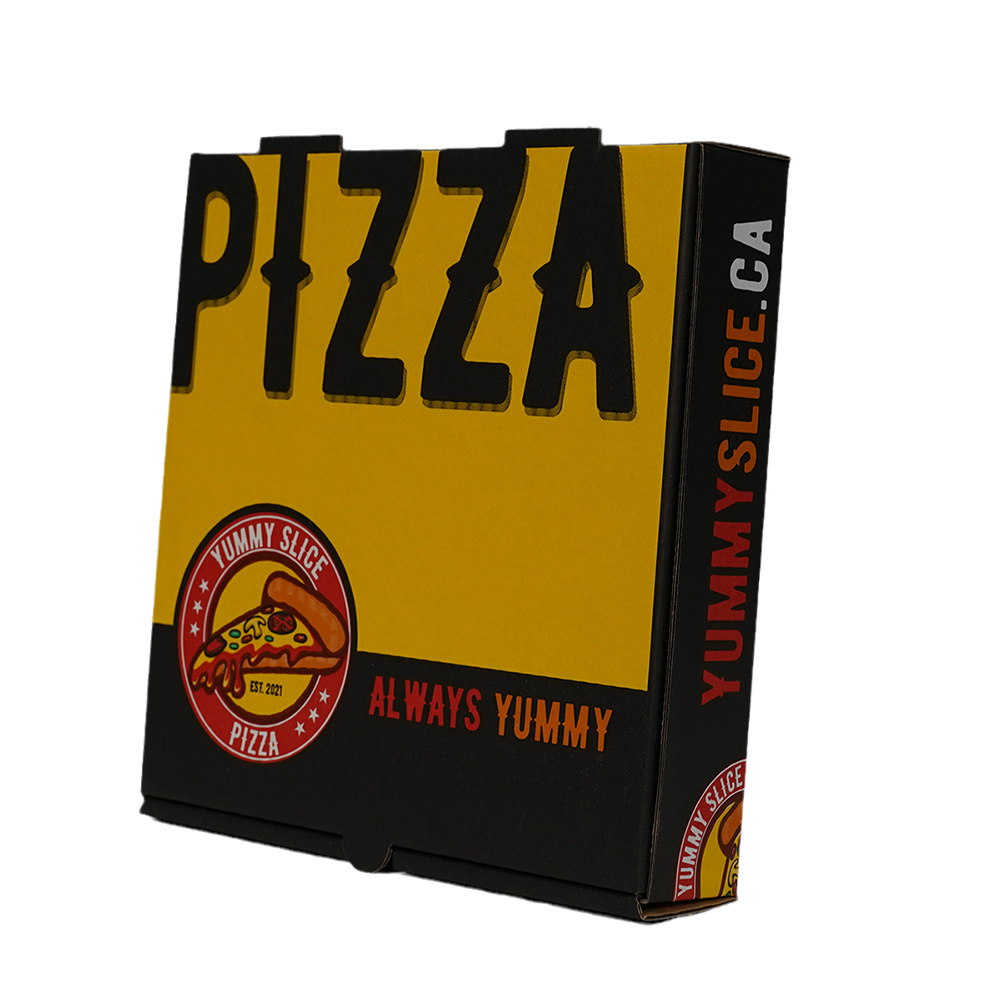 Pizza Box Wholesale China Custom Logo Printed Yellow Corrugated Pizza Packing Paper Carton Box