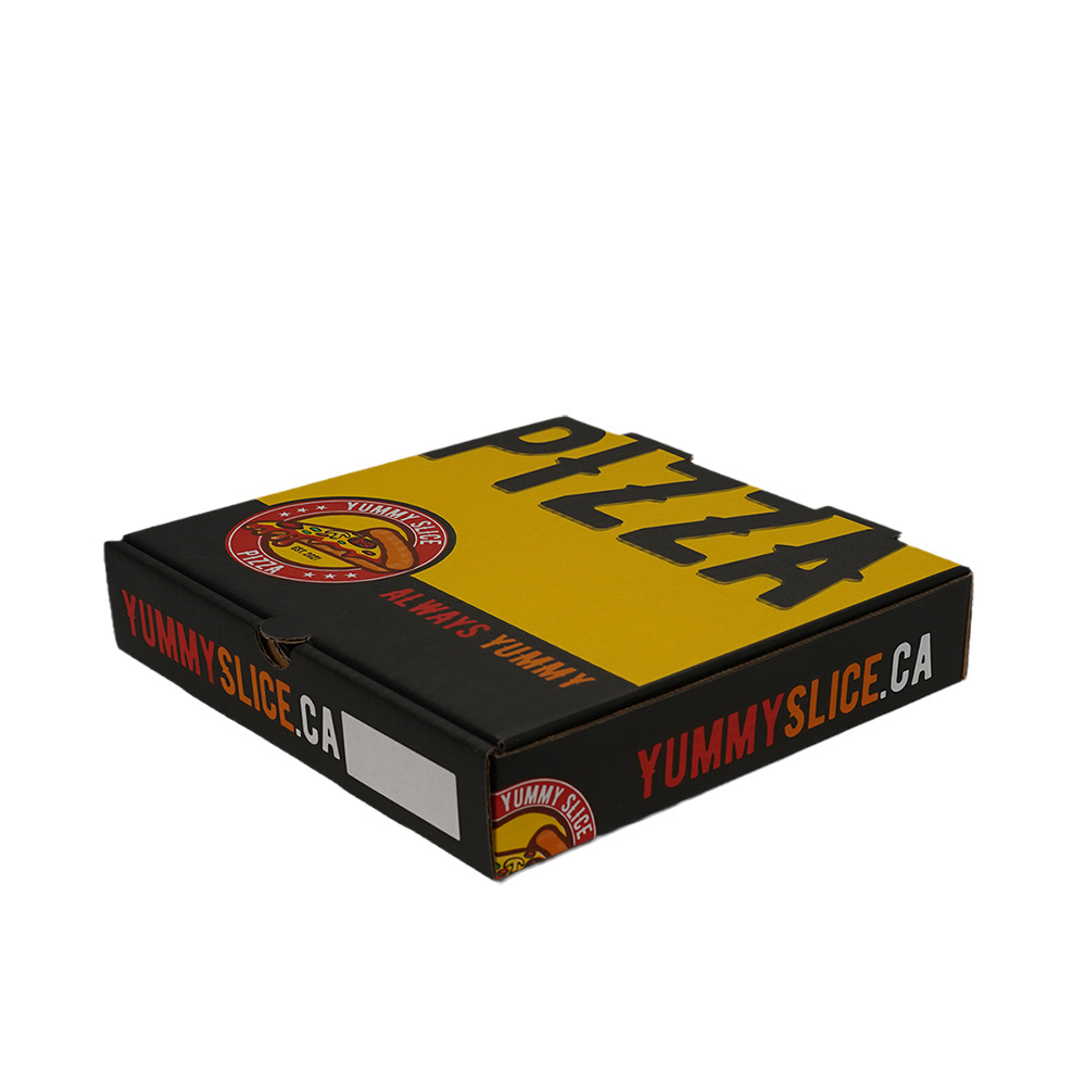 Pizza Box Wholesale China Custom Logo Printed Yellow Corrugated Pizza Packing Paper Carton Box