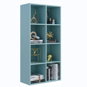 OUHAN 8-Cube Shelf Bookcase - Wooden 4 level floor-to-ceiling open bookcase for home and office, display case, Tiffany - blue