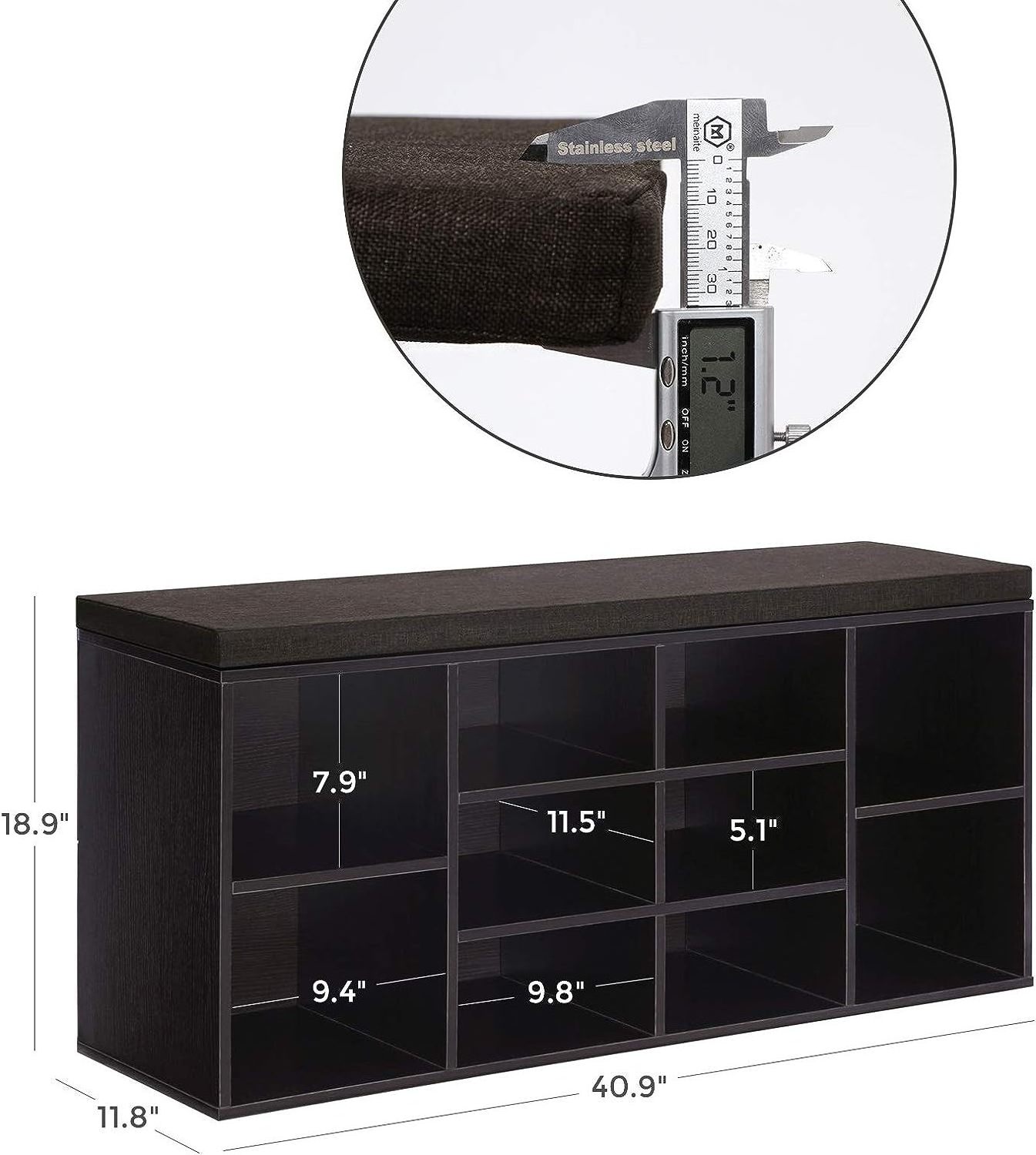 Wholesale 10 Slot entryway wooden Storage Cubby Shoe Bench Cabinet With Cushion, shoe bench with seat