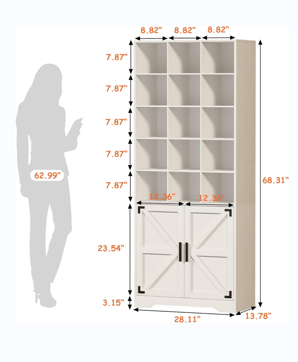 Shoe Cabinet,10-Tier Modern Shoe Storage Cabinet with Adjustable Shelves for Entryway Hallway Closet Bedroom, Barn Door Design