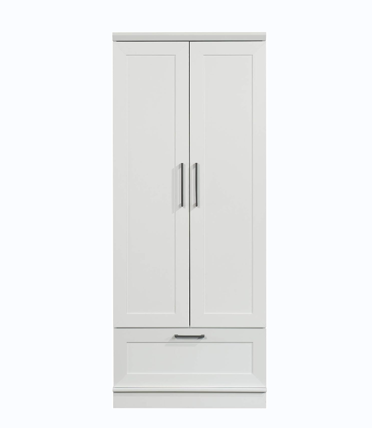 Furniture wardrobe Wardrobe, 2-door locker with adjustable shelves/hanging rods, bedroom modern minimalist wardrobe, white