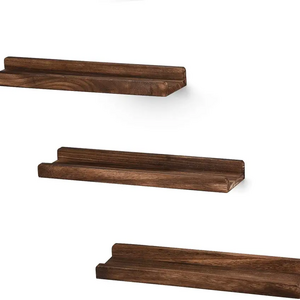 Wood Picture Ledge Shelf Rustic Wood Floating Shelves Set of 3 for Storage and Display