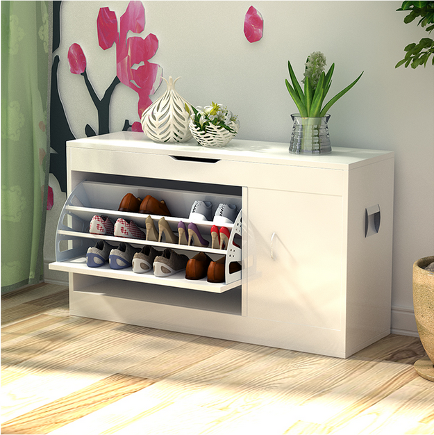 Shoe bench with 3 layers of shoe rack, multi-functional shoe bench, living room entrance shoe rack