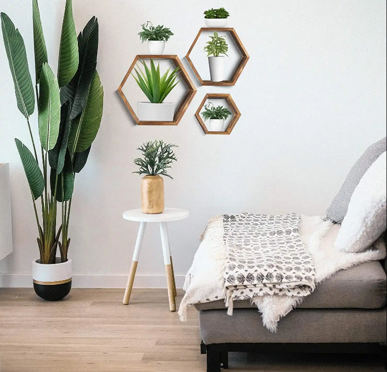 Set of 3 White Floating Shelves Wall Storage Shelves