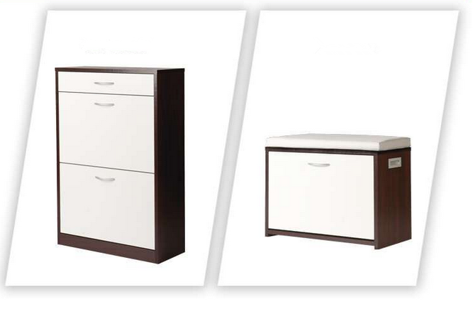 Shoe locker, suitable for entryway, freestanding storage rack with 2 clamshell drawers, narrow shoe rack cabinet