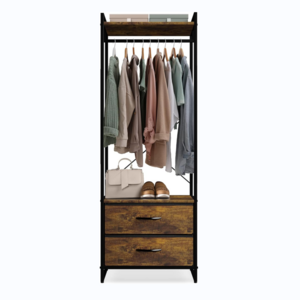 Hanger with Drawer - Hanger dresser - Wooden top, steel frame and fabric drawer - High closet storage box