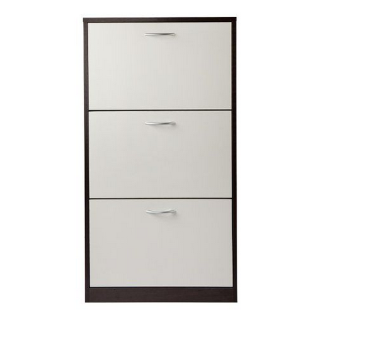 Shoe locker, suitable for entryway, freestanding storage rack with 2 clamshell drawers, narrow shoe rack cabinet