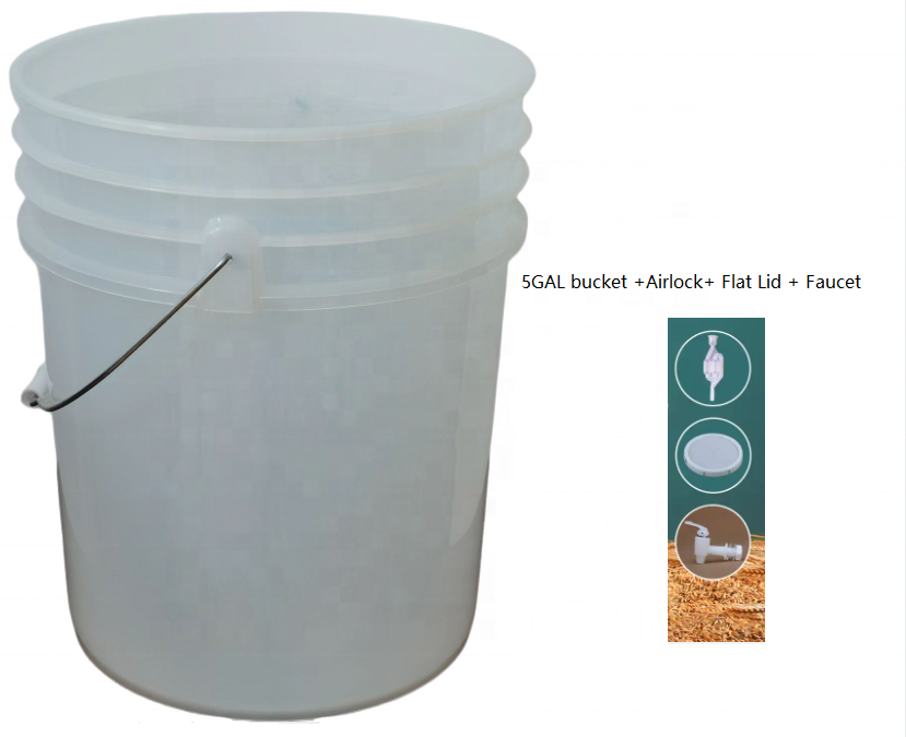 Clear 5 Gallon Bucket Food Grade HDPE Wine Barrel W/Lid and Easy- carry handle  Brand Logo Printed from SDPAC