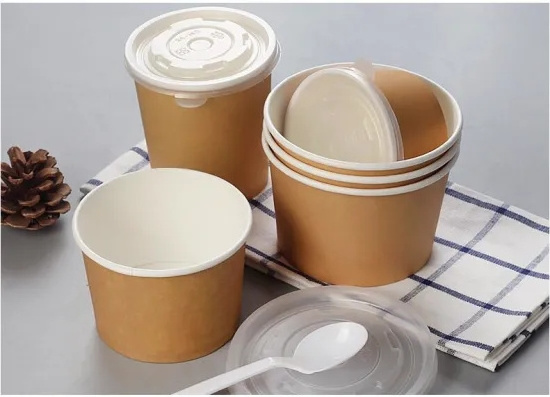 Disposable Kraft Paper Soup Bucket Packing Box Paper Bowl and Soup Cup kfc paper bucket box with logo