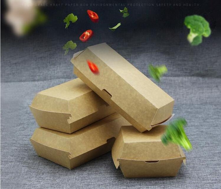 custom logo hot dog Coated carton corrugated carton hamburger takeout food packing Kraft paper box