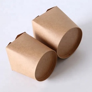 custom Disposable kraft paper snack container round bottom noodle box 64oz kfc fried chicken paper bucket