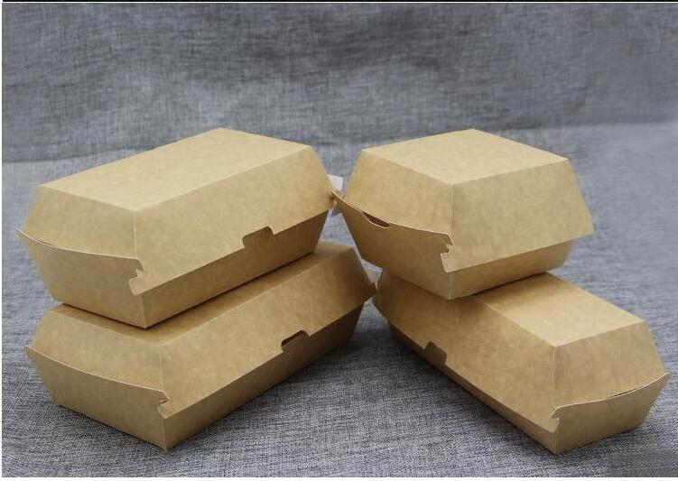 custom logo hot dog Coated carton corrugated carton hamburger takeout food packing Kraft paper box