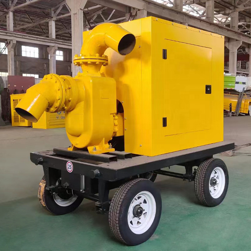 Flood control and drainage pump trucks trailer canopy have no blockage self-priming 90kw sewage pump water pump set