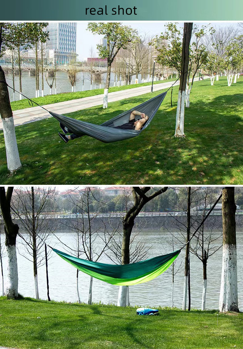 Double Hammock Camping  Outdoor Camping Nylon 210T Hammock with Tree Straps for double person