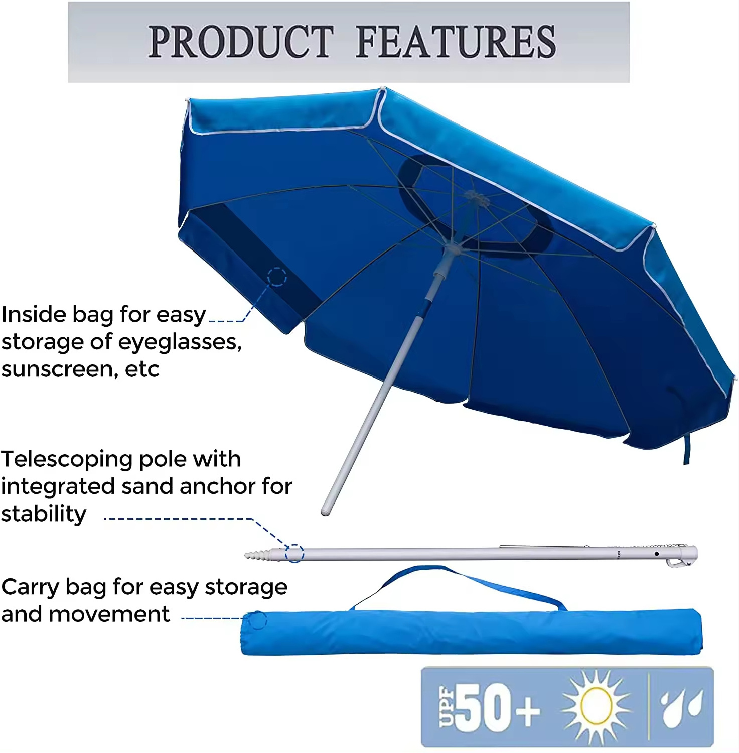 Factory Price  Outdoor Beach Umbrella Promotional Umbrella Sun Shade Umbrella