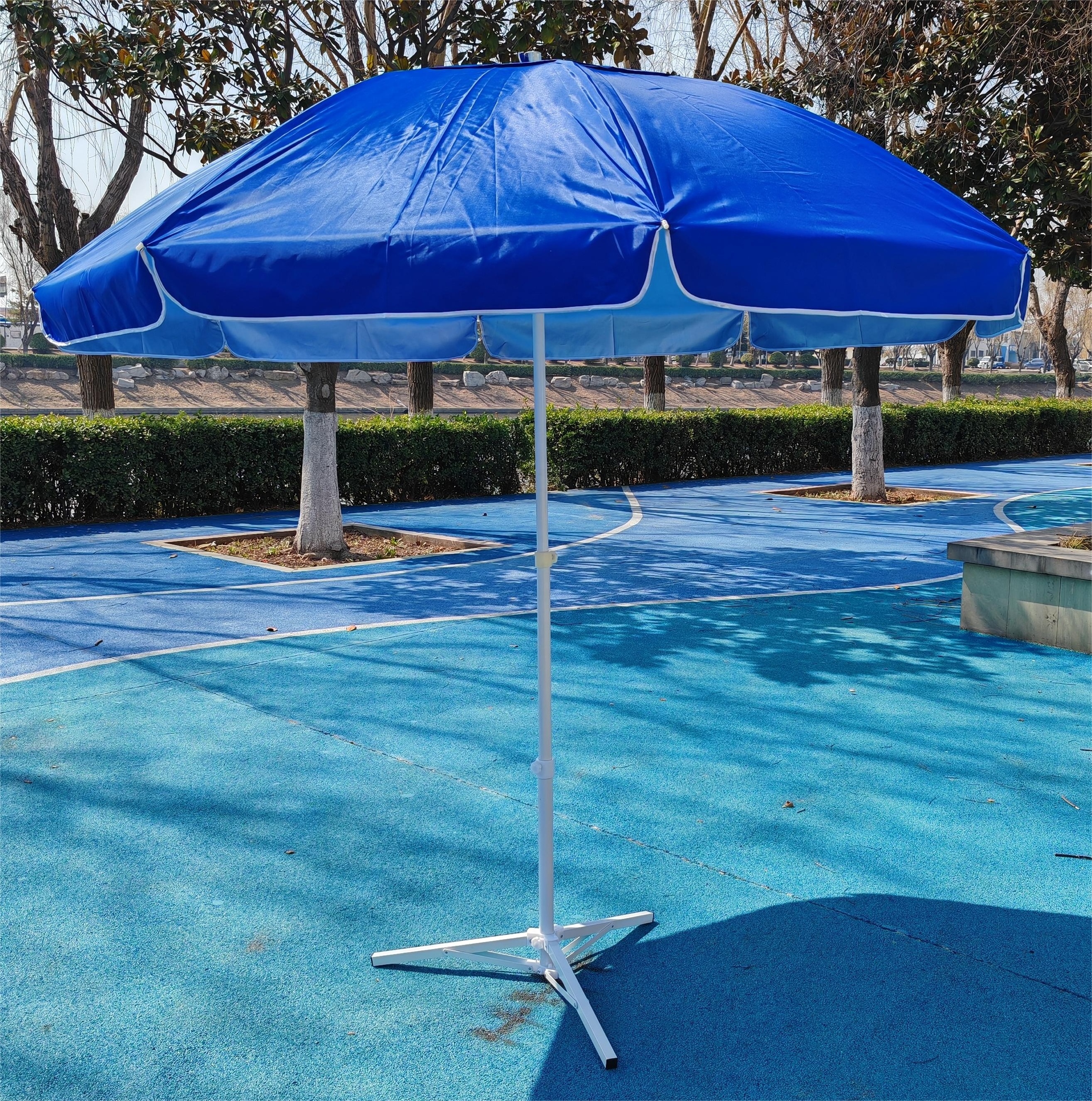 High Quality Outdoor Solar Garden Umbrella Led Light Blue Patio Umbrella For Backyard Pool