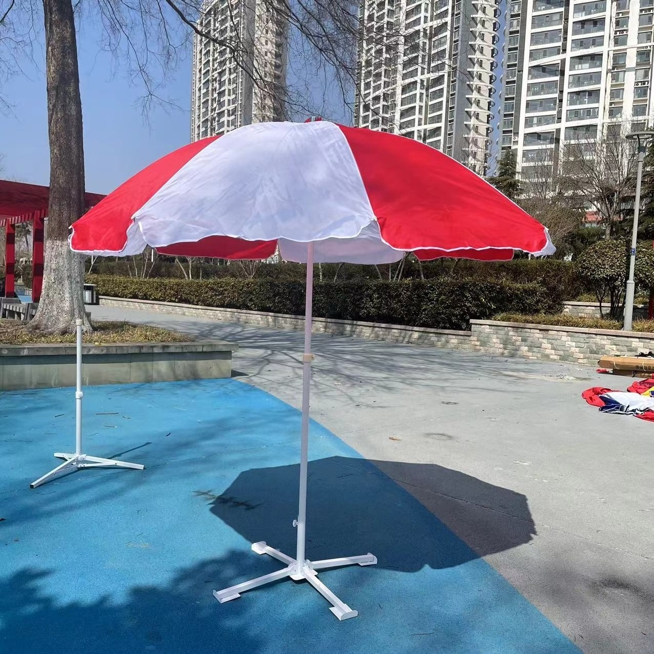 Color Steel Beach Umbrella With Sand Anchor Heavy Duty Patio Umbrellas & Bases