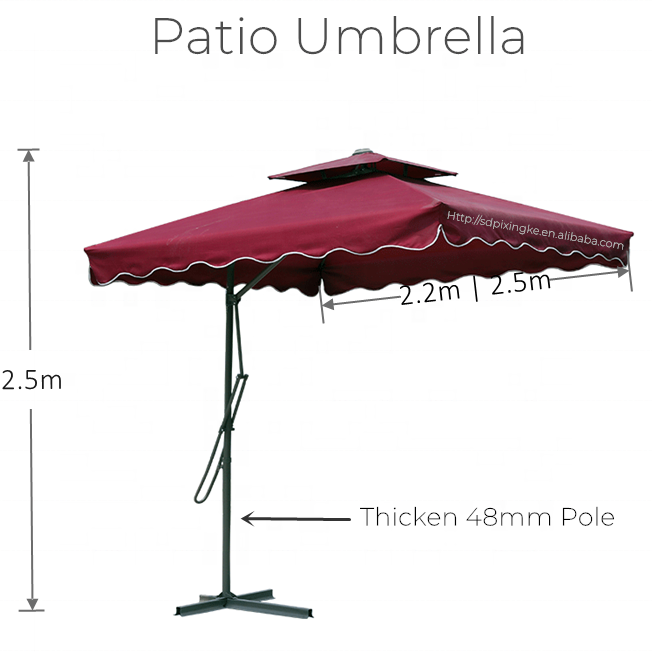 2.2M 2.5M  Big Square Cantilever Outdoor Leisure Cafe Garden Patio Sunshade Umbrella