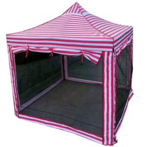 Outdoor Waterproof Polyester Red white Striped 3*3 gazebo tents with wall and mosquito net