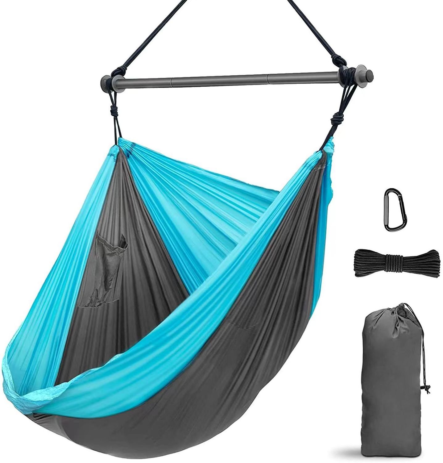 Hot sale Custom Portable outdoor hanging swing wave hammocks nylon chair with Adjustable stand for Camping