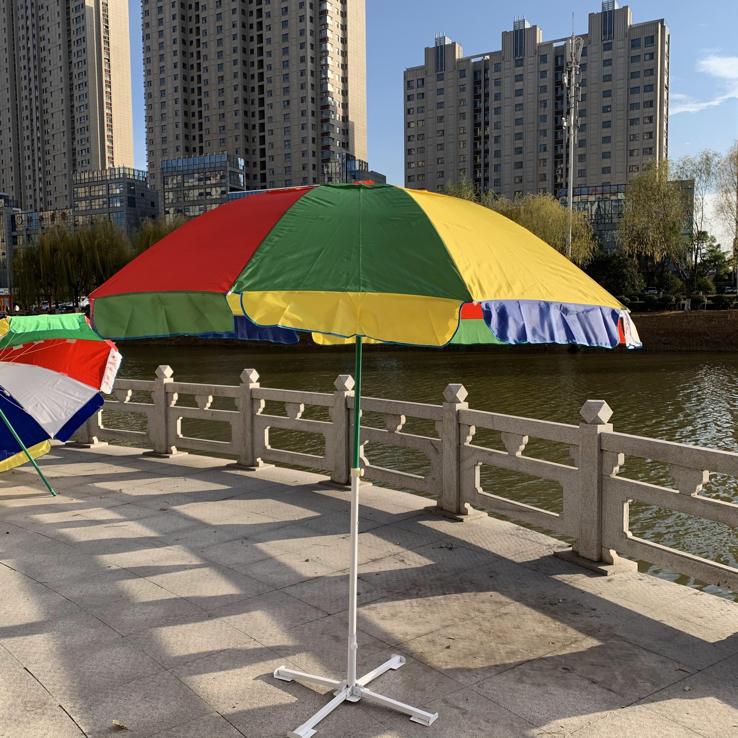 Fine Ocean Customized Striped Beach Umbrella UV protection beach chair clamp umbrella