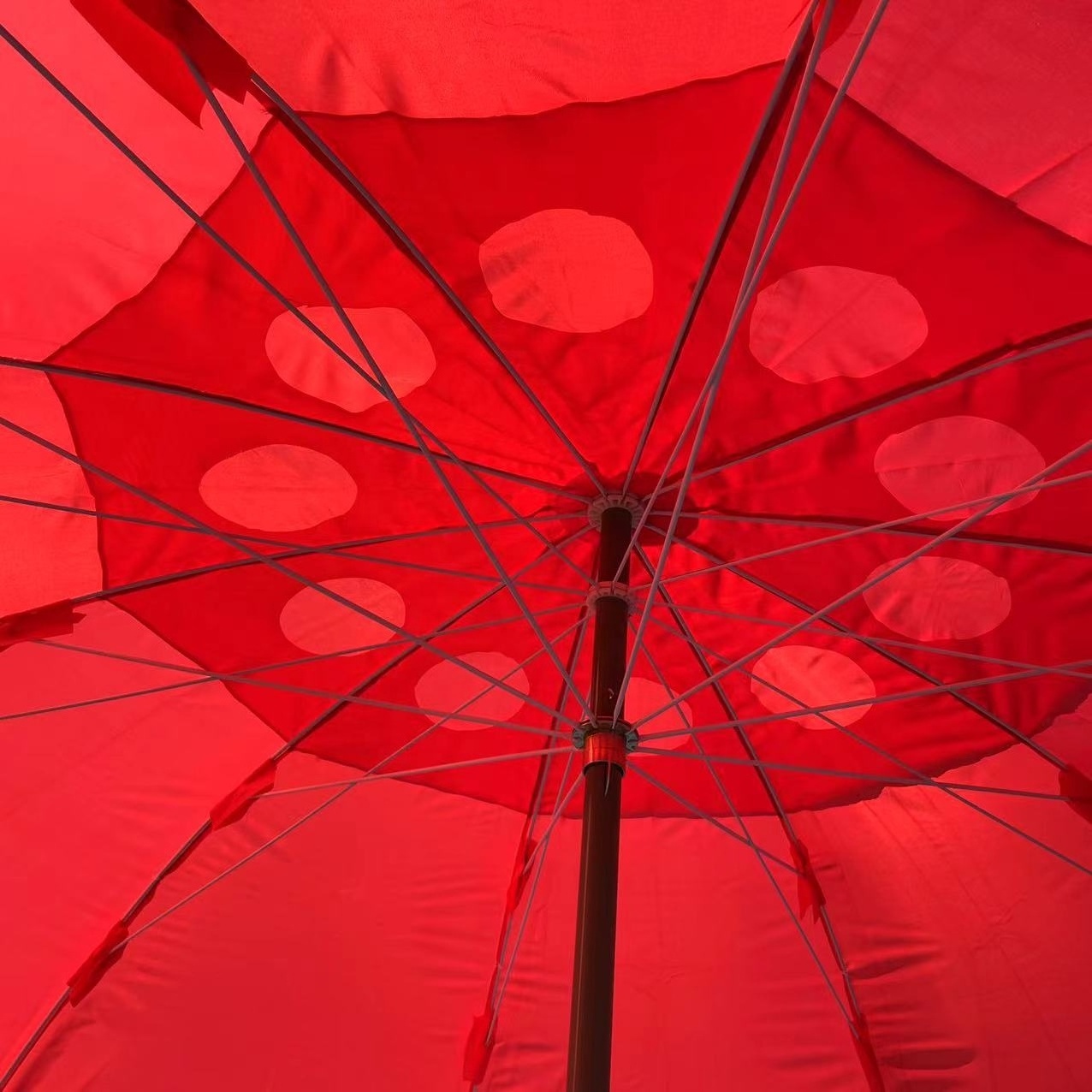 Red Patio Beach Umbrella Rainbow Stripes Outdoor Parasols For Sand Umbrellas For Garden