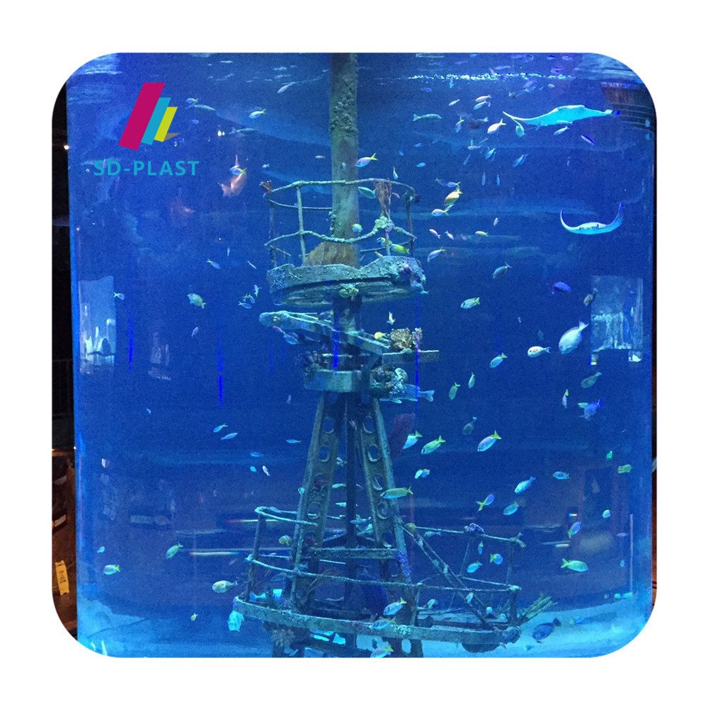 Customized large acrylic fish tank clear acrylic glass cylinder and rectangle aquarium