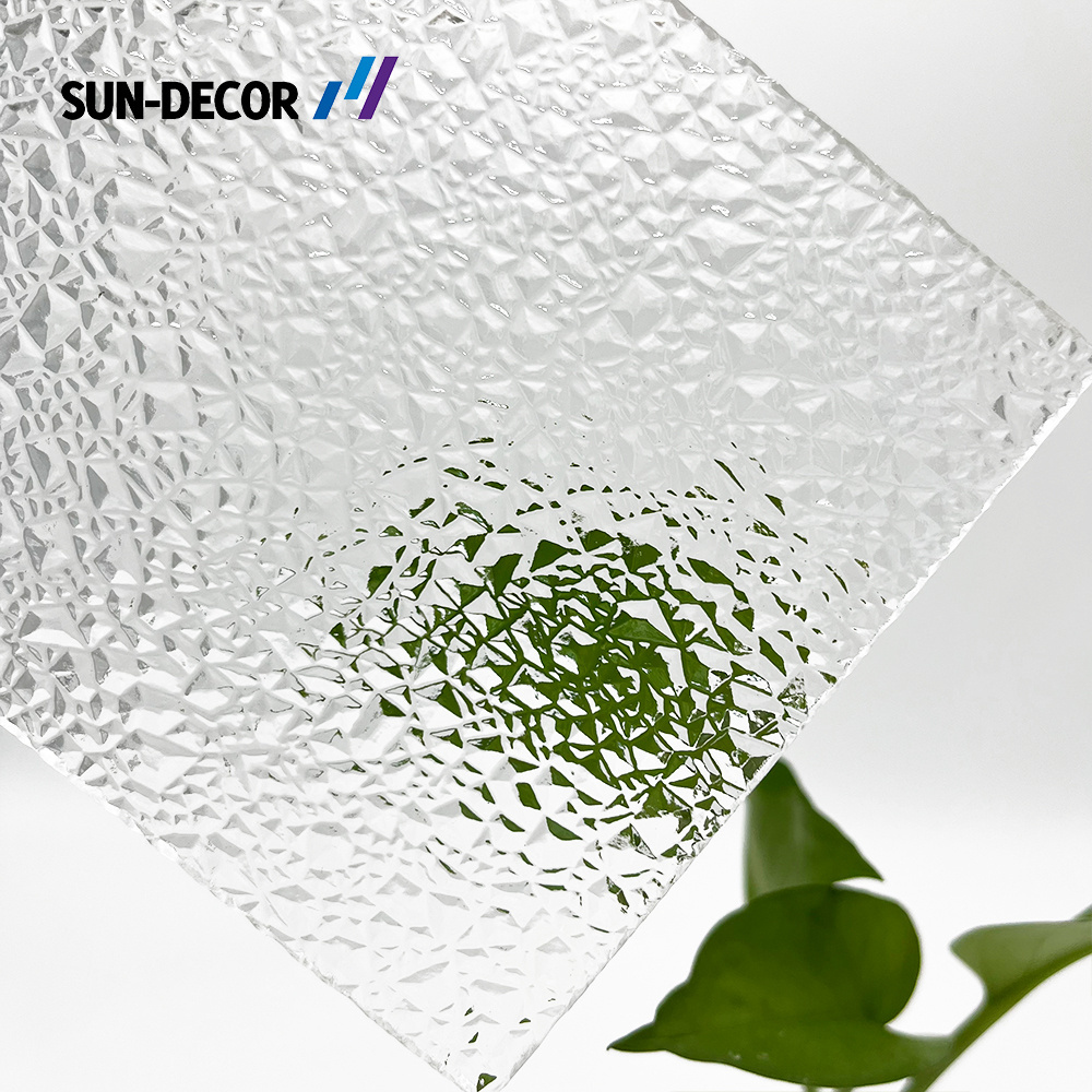 SUN-DECOR embossed ribbed acrylic sheet 1mm 1.5mm 2mm 2.5mm acrylic glass sheet for decorative