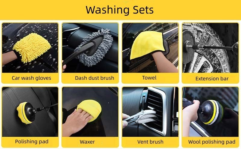 27 Pcs Car Detailing Brush Set Auto Clean Interior Exterior Equipment Car Wash Cleaning Tools Kit