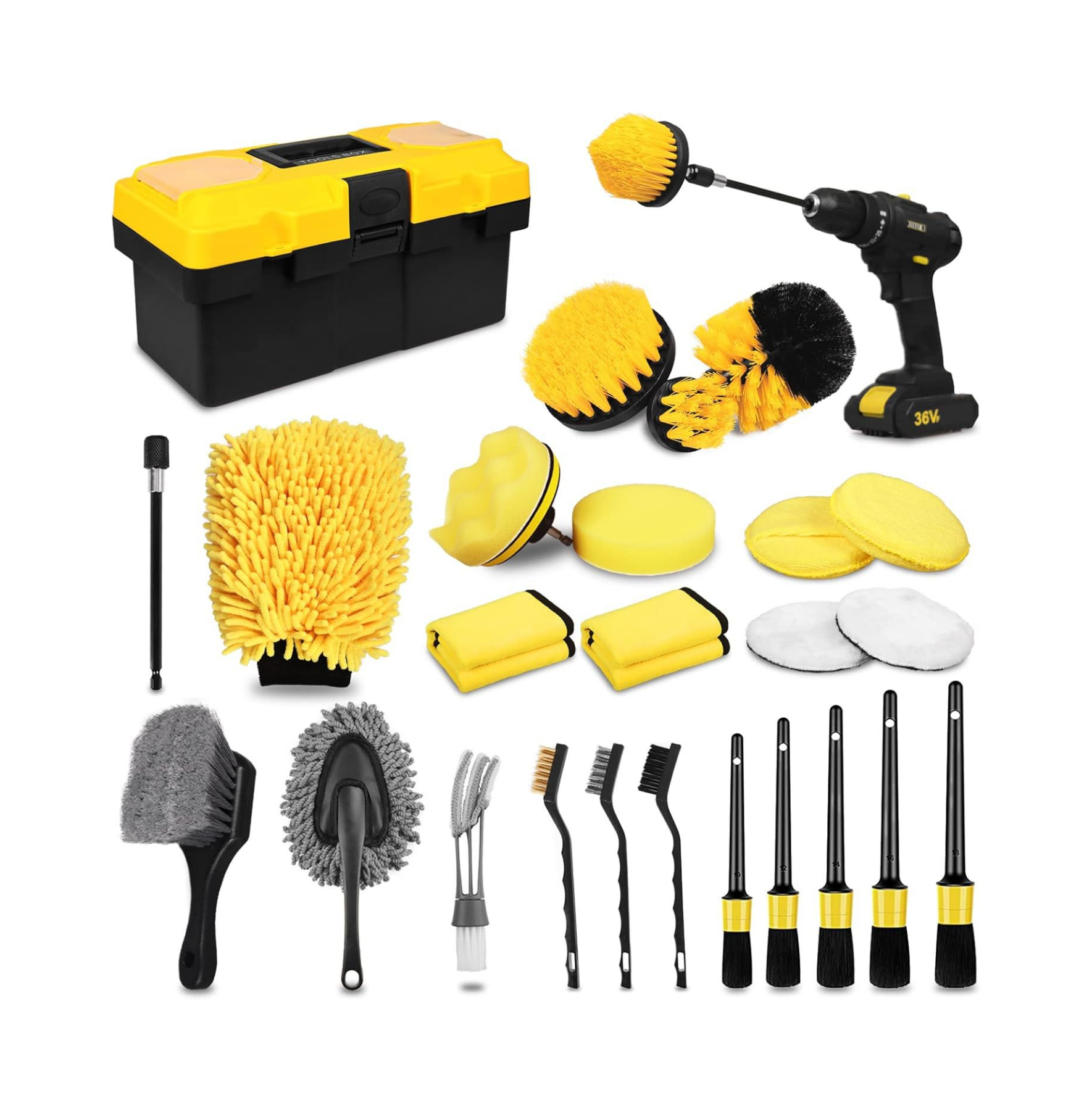 27 Pcs Car Detailing Brush Set Auto Clean Interior Exterior Equipment Car Wash Cleaning Tools Kit