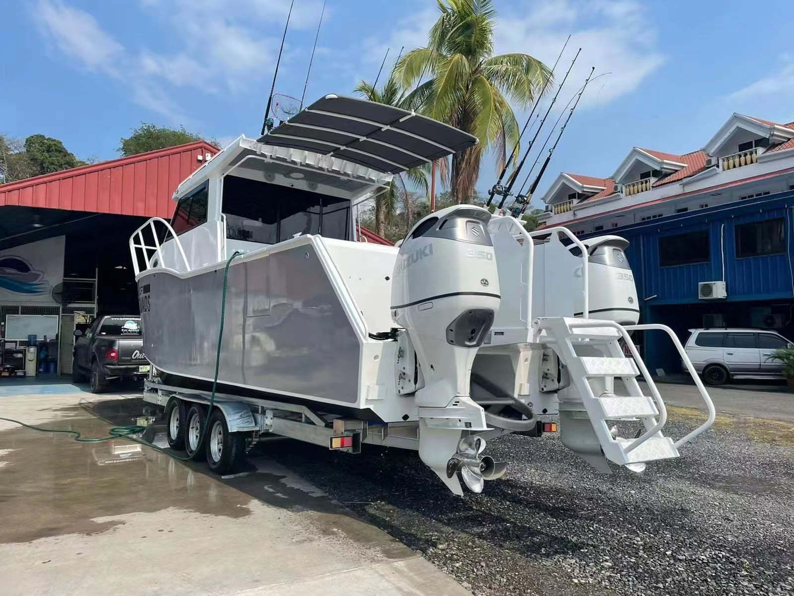 Welded Salt Water Catamaran Fishing Boat for Sale Offshore Twin Hull Alloy 8.8m 29ft Aluminum Checker Plate/eva Teak Floor