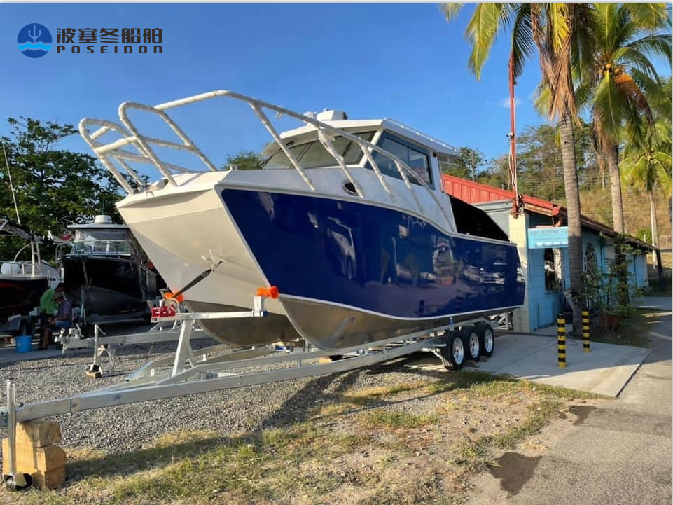 Twin hull 7.9m 26ft high speed fully welded Fishing Boat double hull cabin catamaran with CE certification