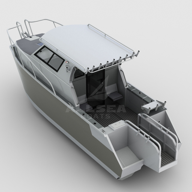 Twin hull 7.9m 26ft high speed fully welded Fishing Boat double hull cabin catamaran with CE certification