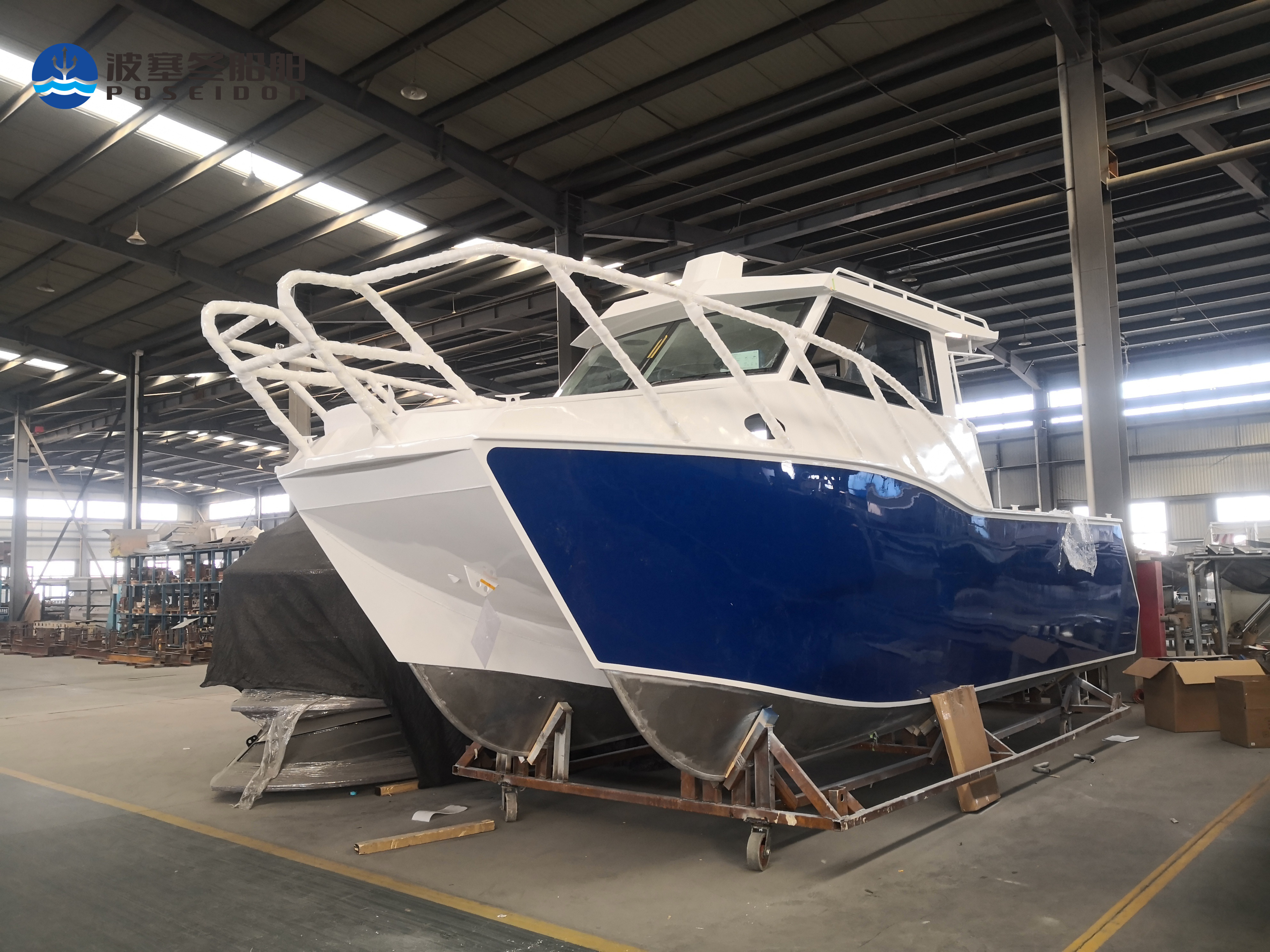 Twin hull 7.9m 26ft high speed fully welded Fishing Boat double hull cabin catamaran with CE certification