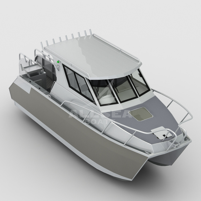 Twin hull 7.9m 26ft high speed fully welded Fishing Boat double hull cabin catamaran with CE certification