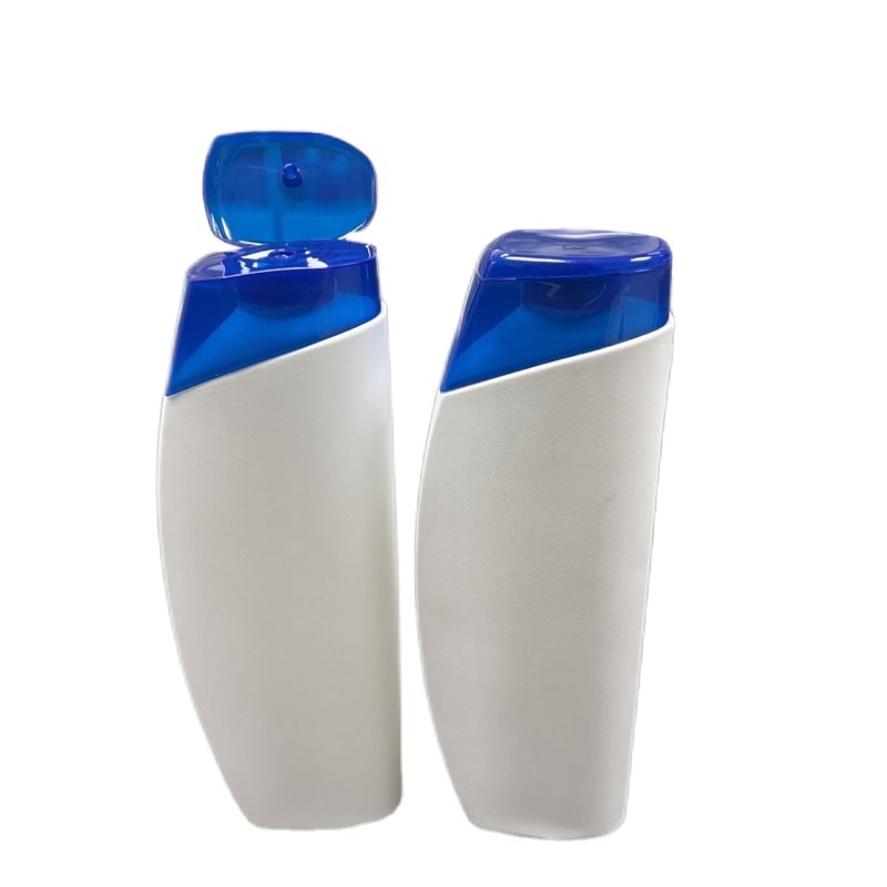 empty 400ml white shampoo bottle  with snap design blue shampoo flip cover