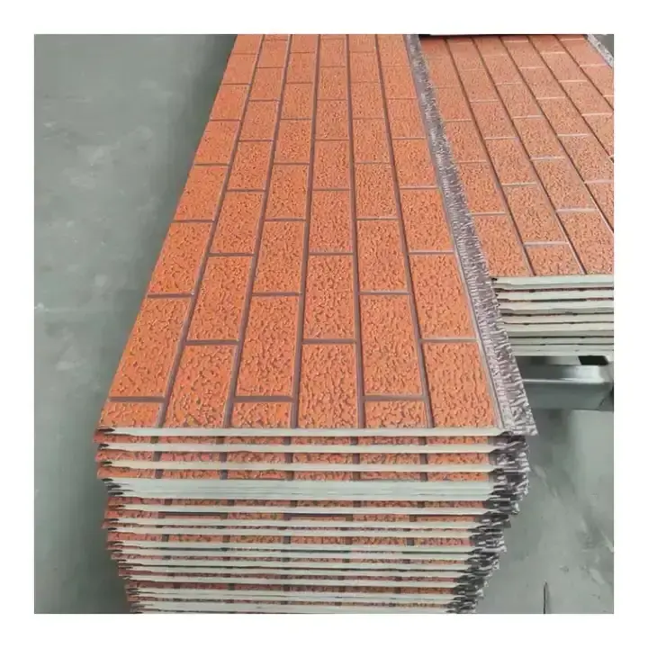 Decorative PU faux brick wall cladding fireproof polyurethane foam sandwich panels insulated metal seamless wall panels